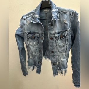 Tractr denim frayed jacket